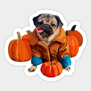 Pug & Pumpkins Sticker